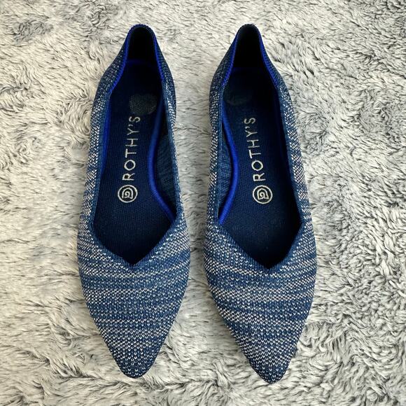 Rothy's The Point Ballet Flat Indigo Heather Blue Women's Size 7.5 Casual Work - Picture 5 of 10